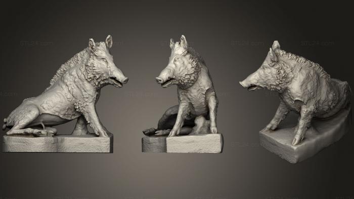 Статуэтки животных (Дикий кабан, STKJ_1619) 3D модель для ЧПУ станка